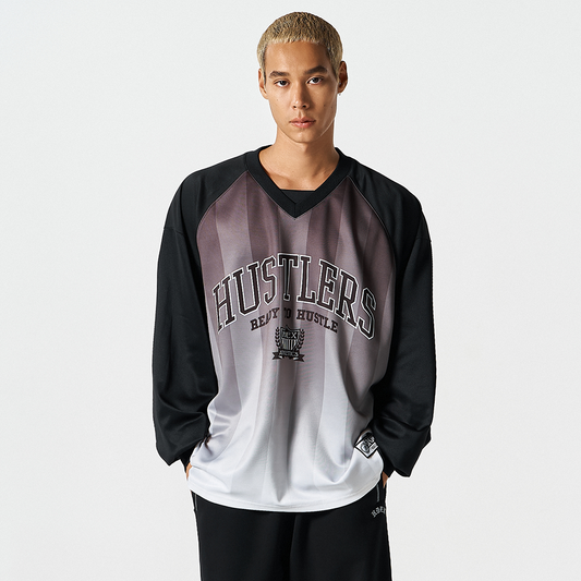 【早鳥優惠】Stripe Jesrsey 漸層條紋運動長袖上衣 黑色(男女同款)