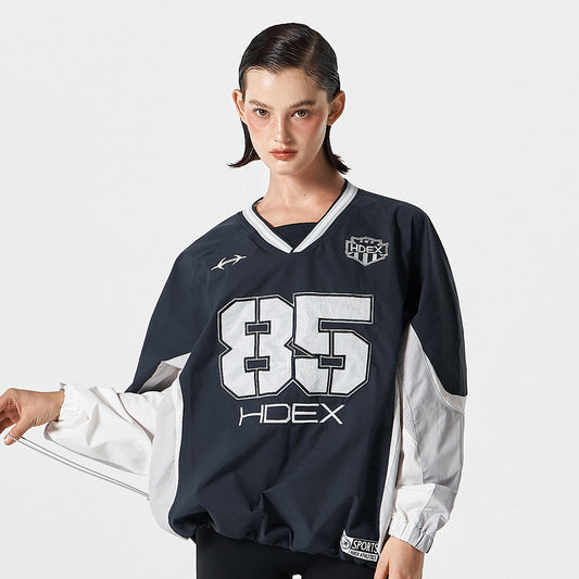 Rugby 美式橄欖球風運動長袖上衣 深藍色(男女同款)