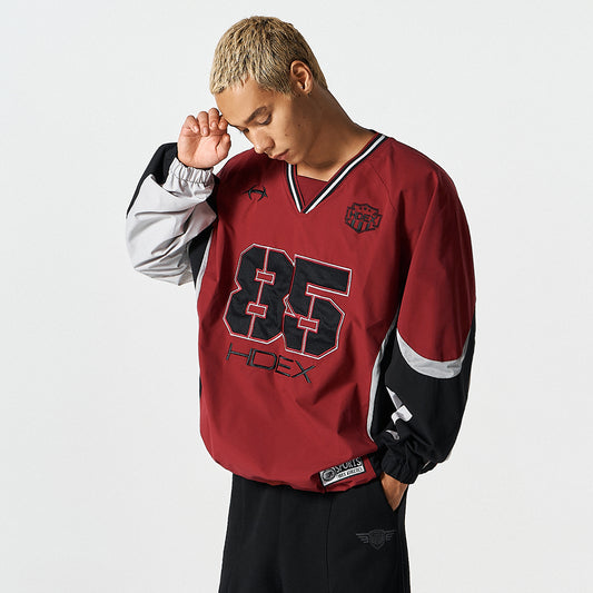 Rugby 美式橄欖球風運動長袖上衣 紅色(男女同款)