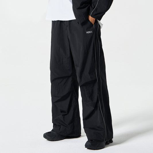 PIPING 尼龍運動長褲 黑色(男女同款)