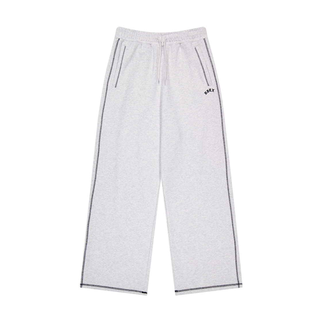 【新品預購】Contrast 滾邊寬版運動長褲 麻灰白(男女同款)
