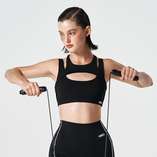 Womens Support 鑲空美背交叉運動背心 黑色