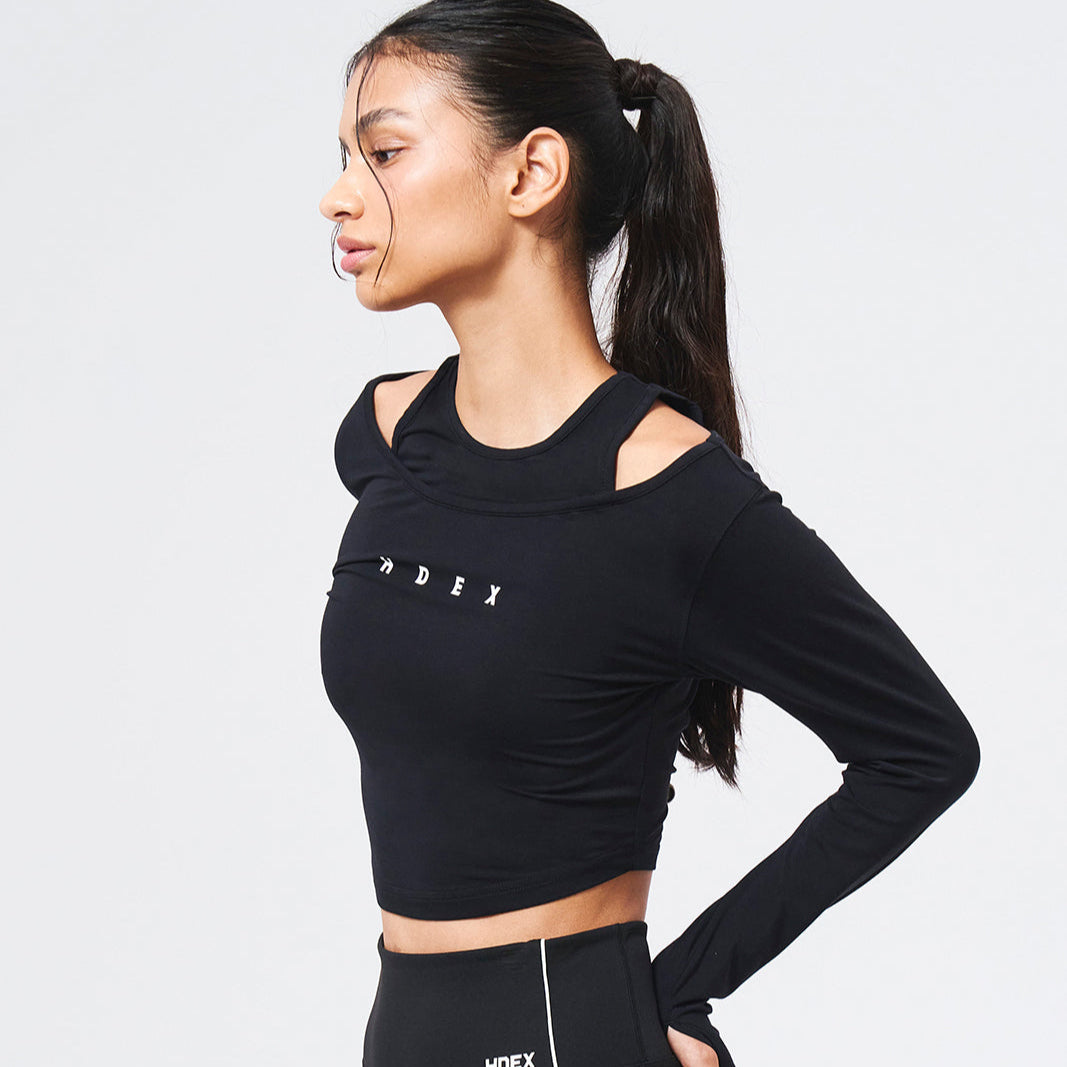 【新品預購】Womens Brisen Layered 假兩件式長袖上衣 黑色