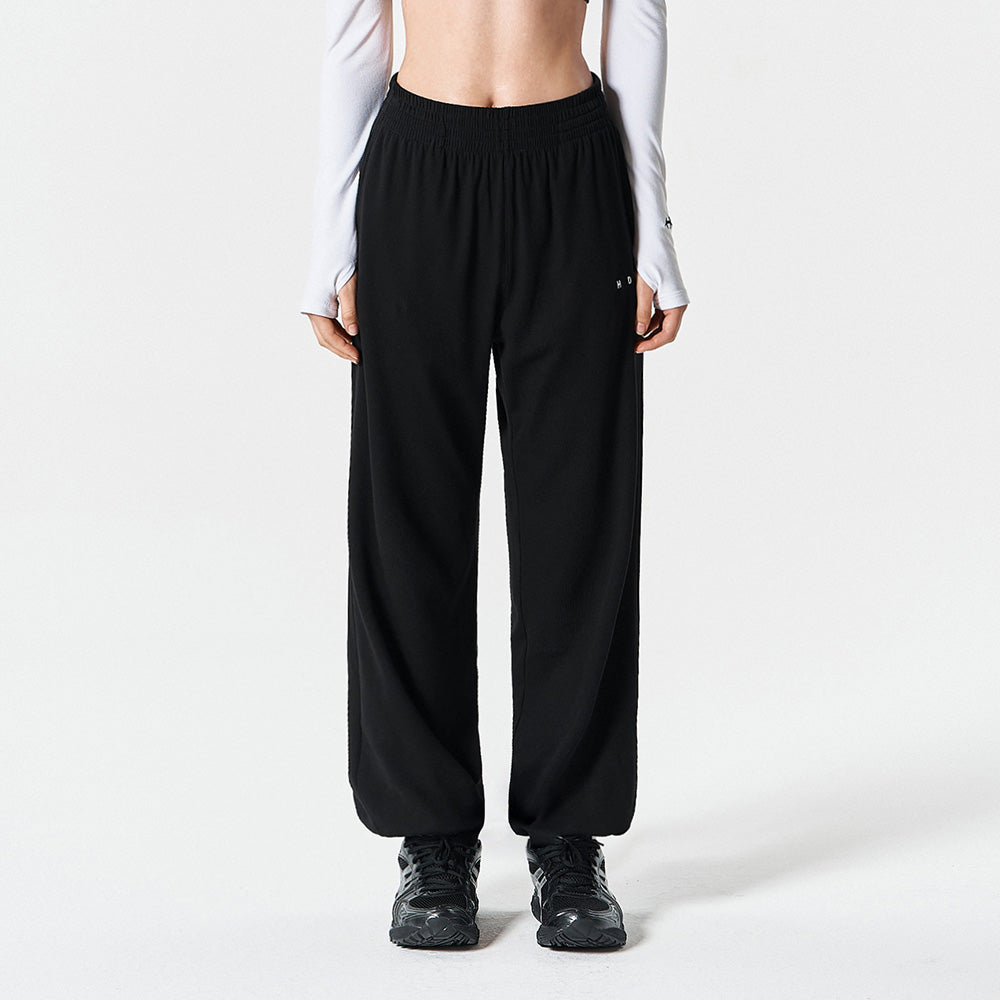 【新品預購】Ribbed Plain 羅紋束口運動長褲 黑色