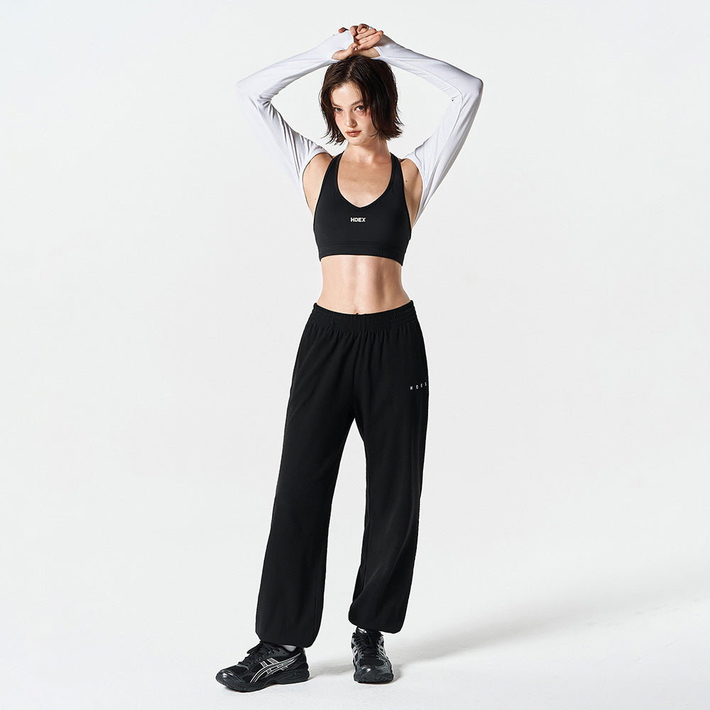 【新品預購】Ribbed Plain 羅紋束口運動長褲 黑色