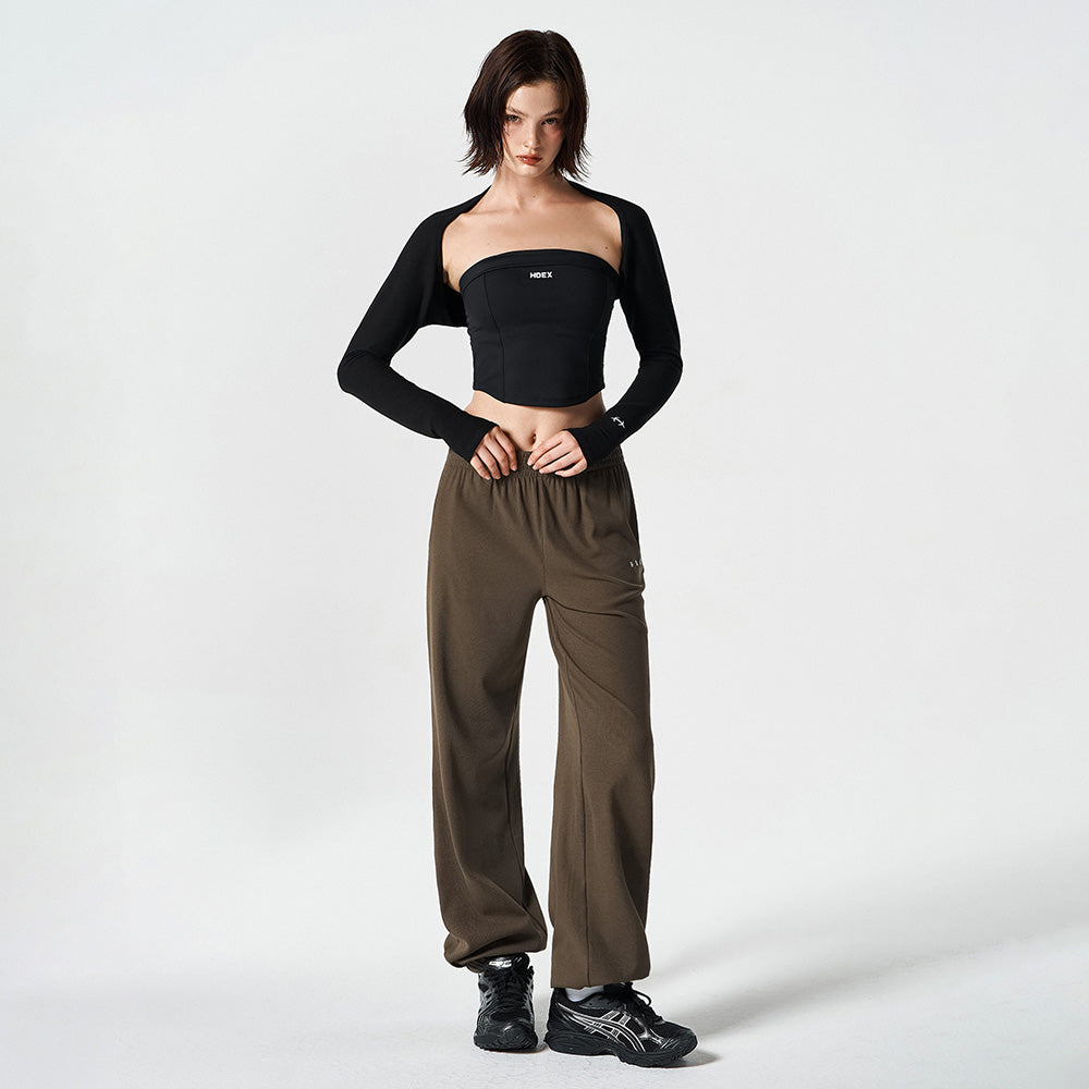 【新品預購】Ribbed Plain 羅紋束口運動長褲 卡其色