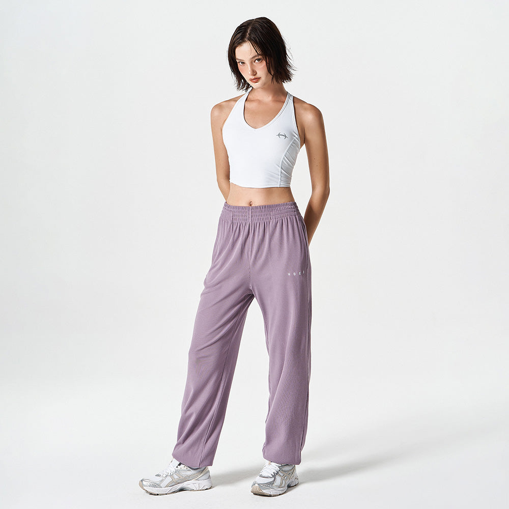 【新品預購】Ribbed Plain 羅紋束口運動長褲 蓮藕紫