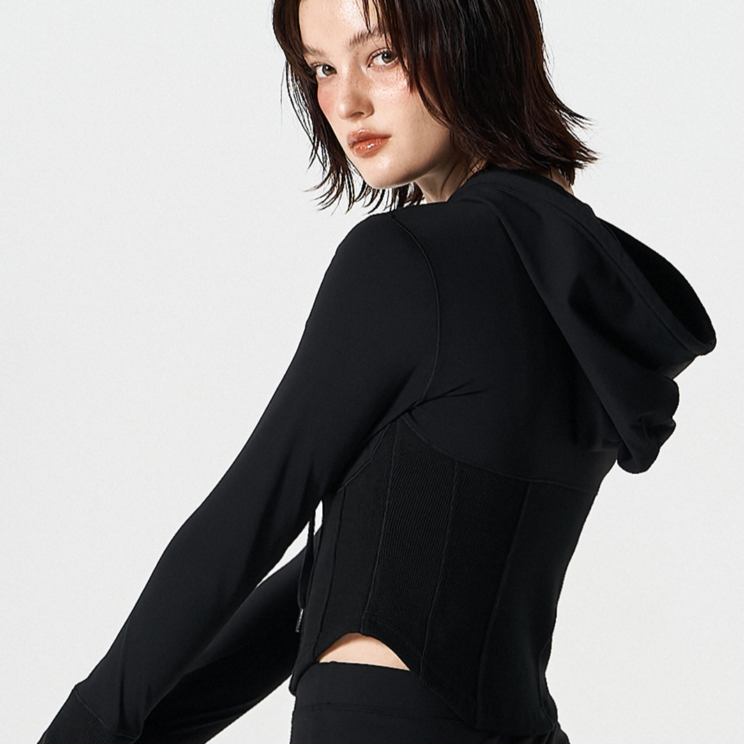 Womens Supple Corest 弧擺修身連帽外套 黑色