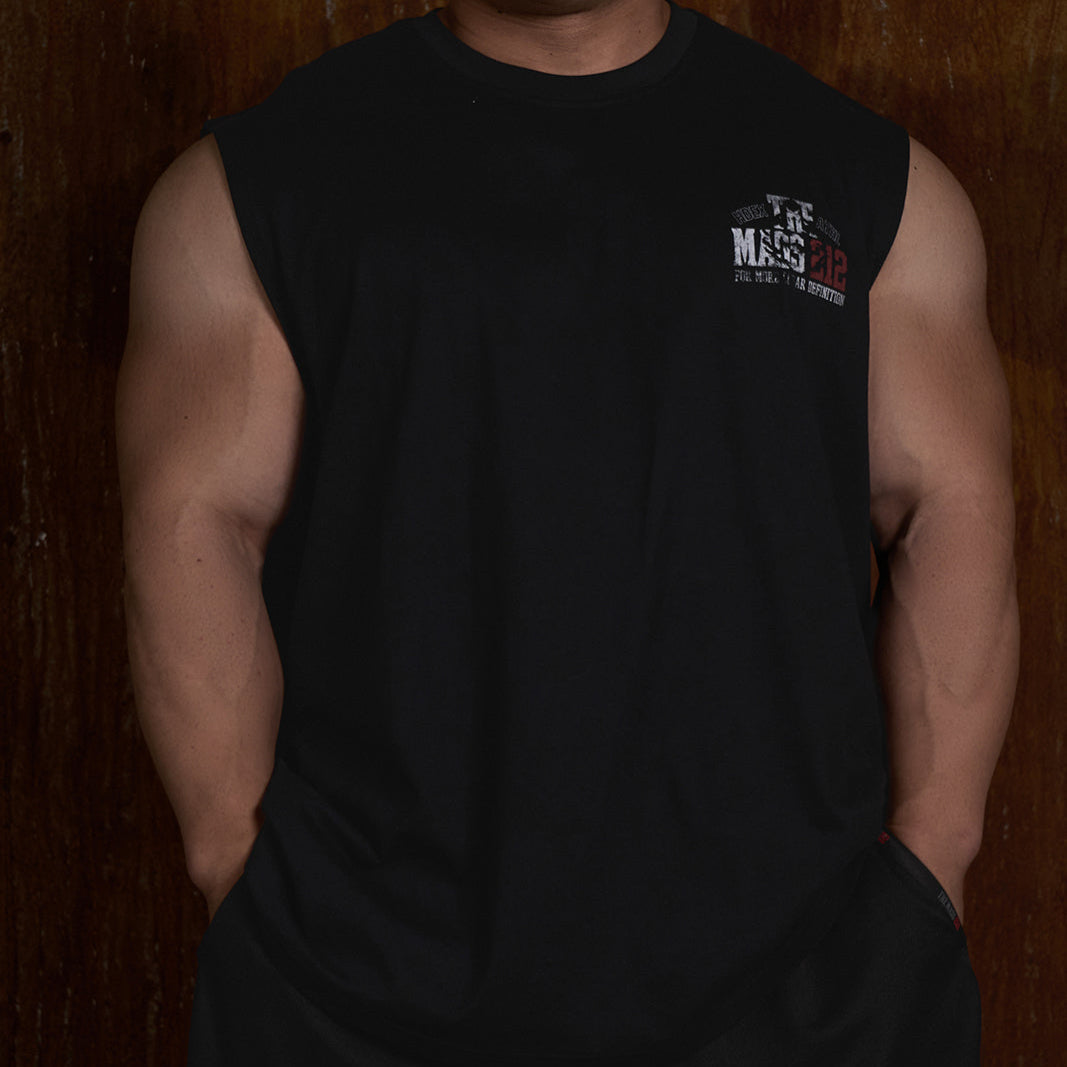 THE MASS 212 Giant Fit 印花純棉無袖上衣 黑色