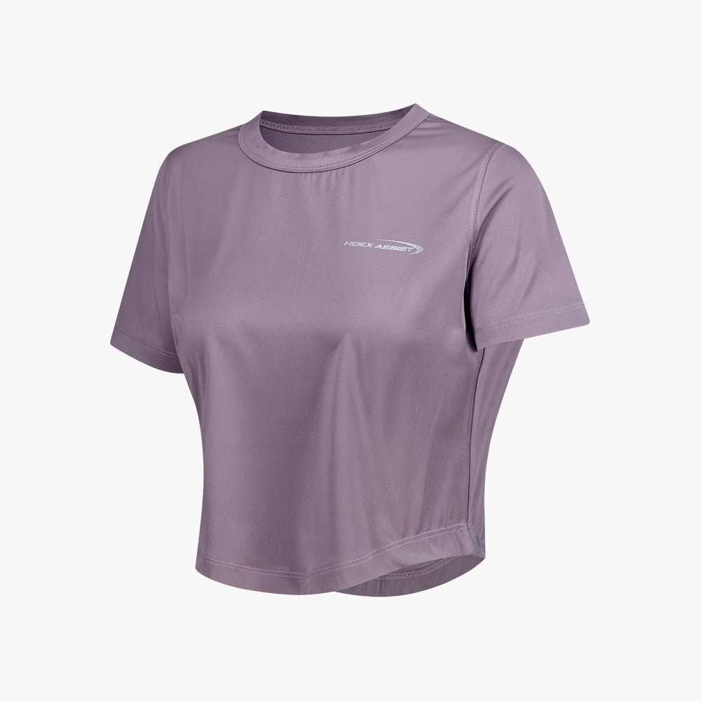 ASSIST CURVED HEM 弧擺修身短版運動上衣 蓮藕紫