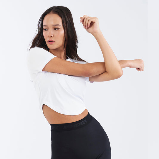 ASSIST CURVED HEM 弧擺修身短版運動上衣 白色