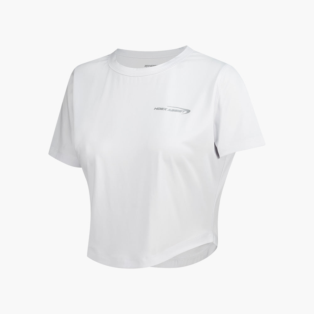 【新品預購】ASSIST CURVED HEM 弧擺修身短版運動上衣 白色