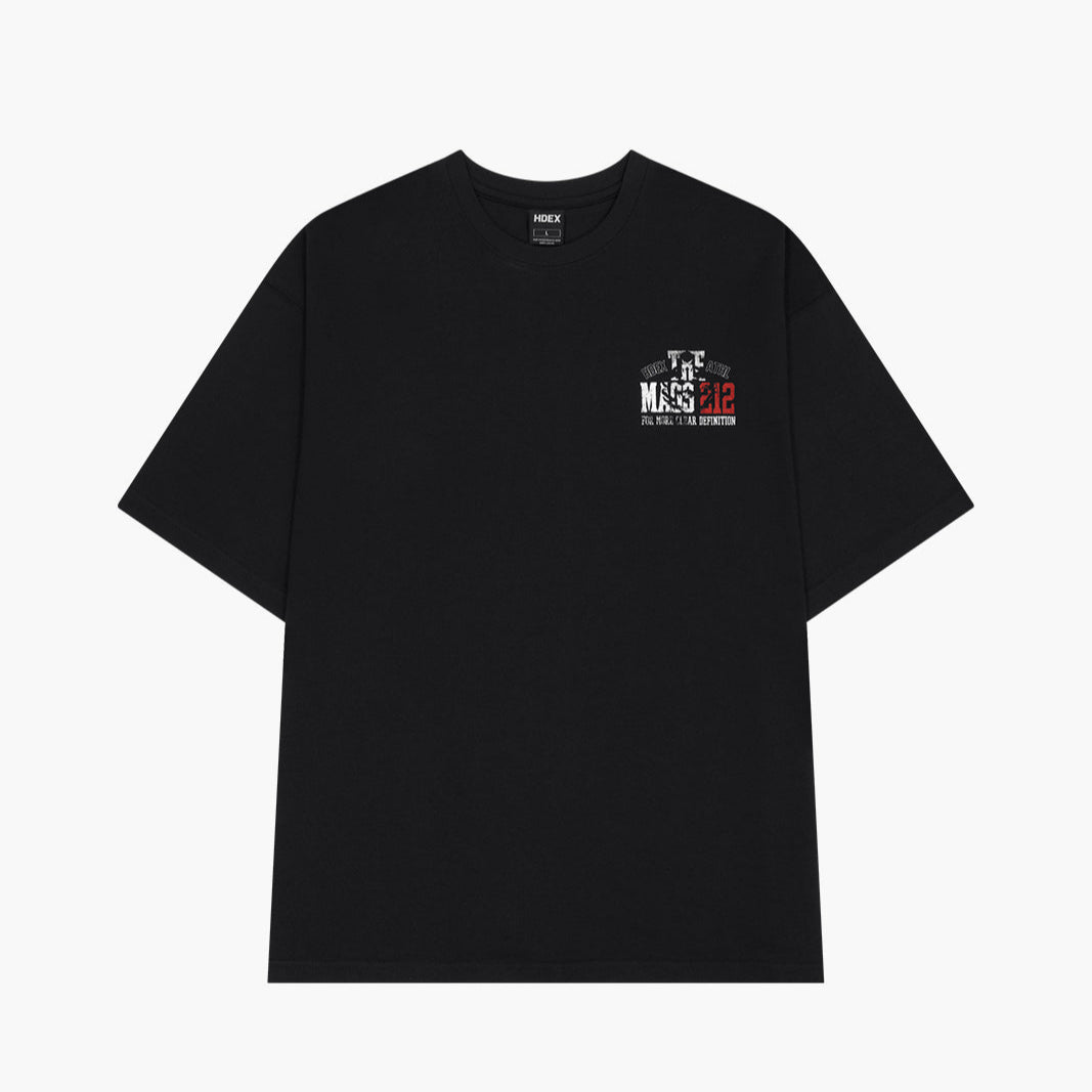 THE MASS 212 Giant Fit 印花純棉短袖上衣 黑色