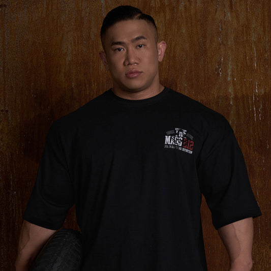 THE MASS 212 Giant Fit 印花純棉短袖上衣 黑色