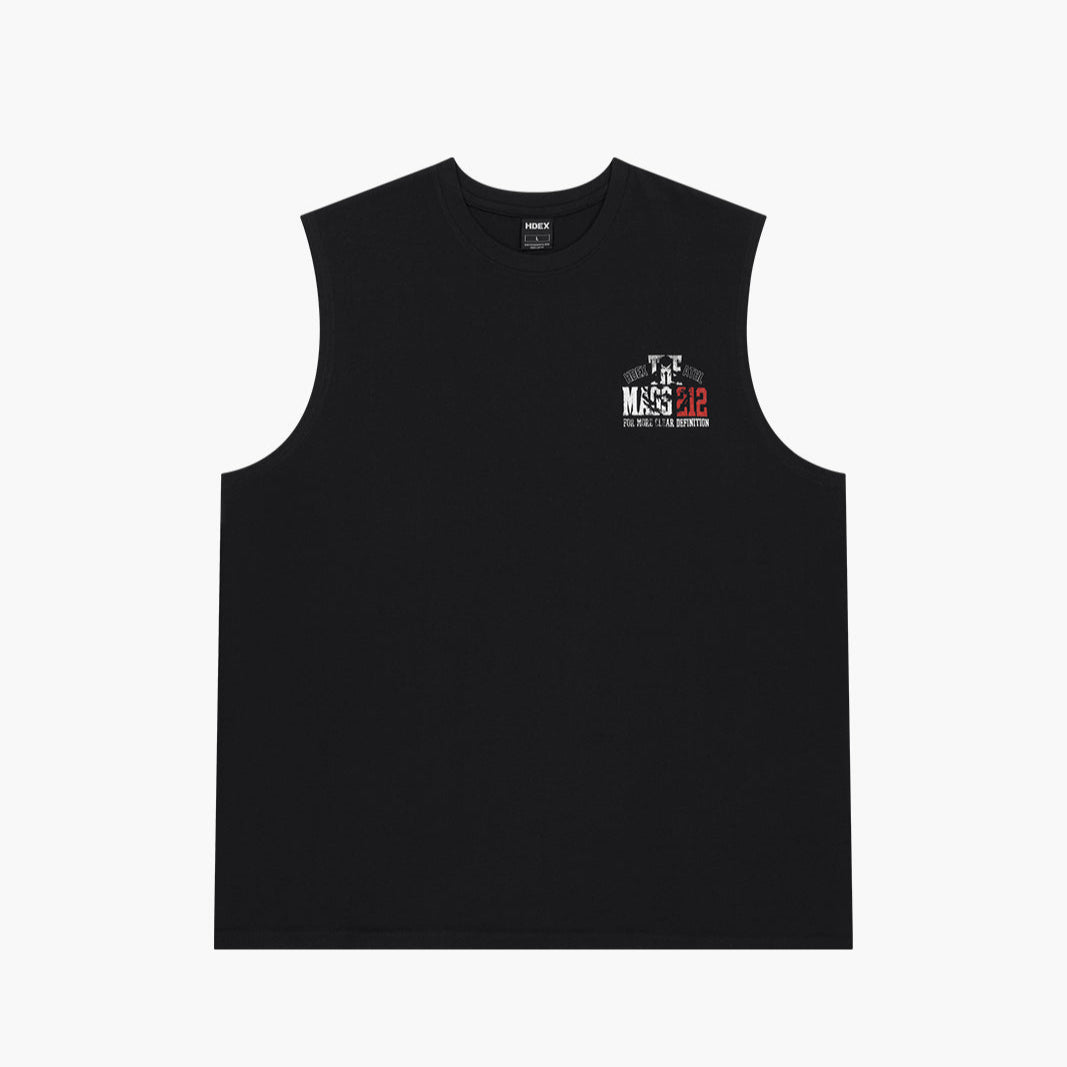 THE MASS 212 Giant Fit 印花純棉無袖上衣 黑色