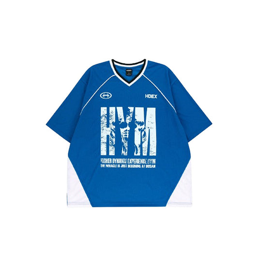 HYM Performance 透氣網眼短袖運動上衣 藍色 (男女同款)