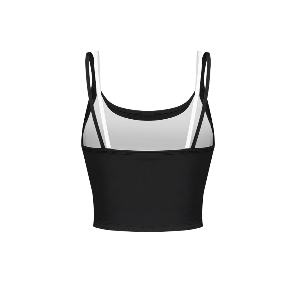【早鳥優惠】Womens Support Piping 滾邊假兩件運動背心 黑色