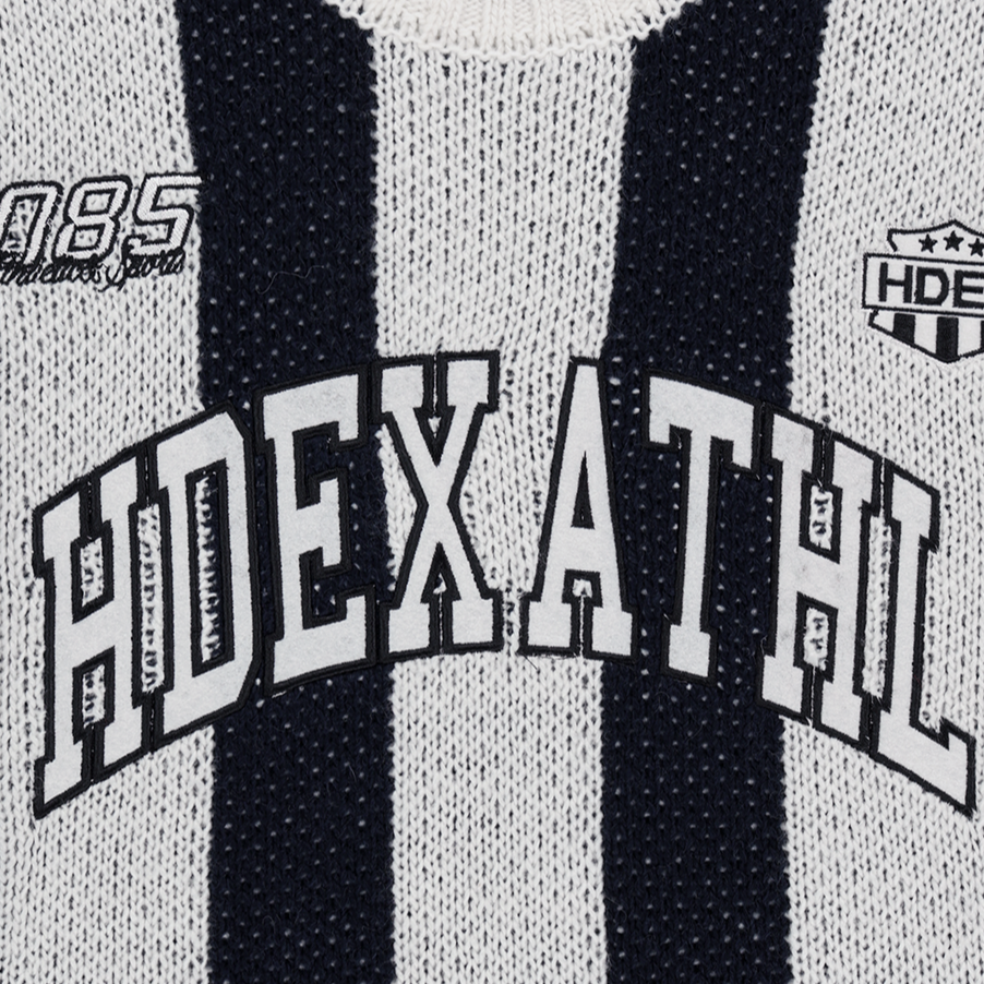 【早鳥優惠】Athletic Stripe 條紋撞色毛衣 深藍色