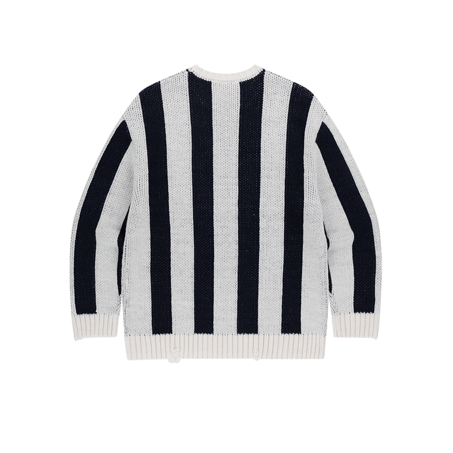 【早鳥優惠】Athletic Stripe 條紋撞色毛衣 深藍色