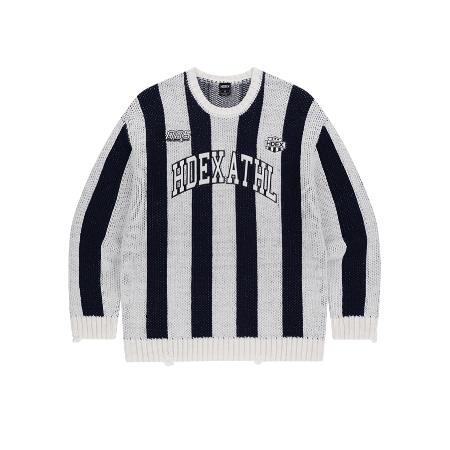 【早鳥優惠】Athletic Stripe 條紋撞色毛衣 深藍色