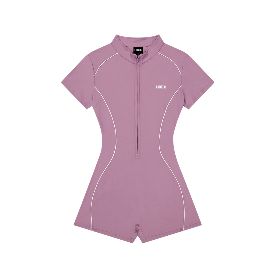 【早鳥優惠】Womens Support Piping 短袖連身運動服 蓮藕紫