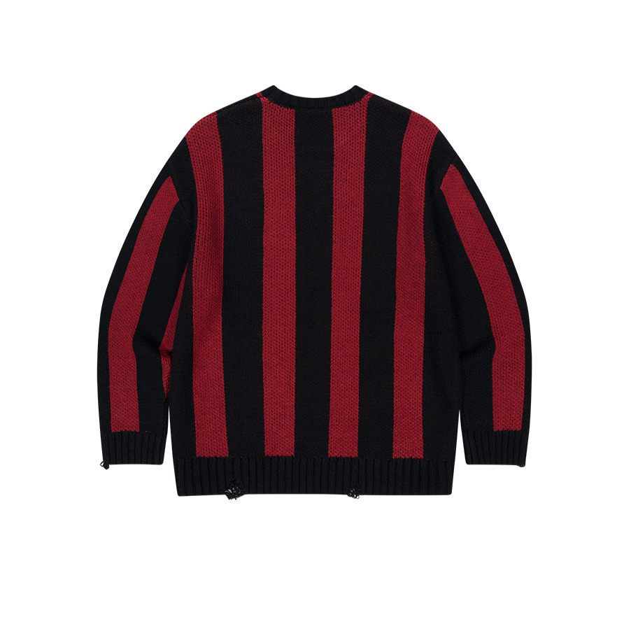 【早鳥優惠】Athletic Stripe 條紋撞色毛衣 紅色