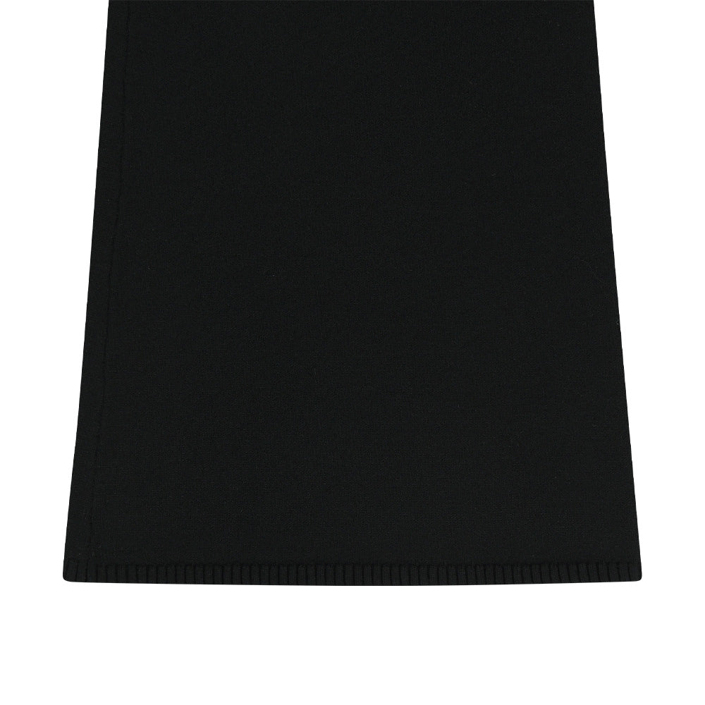 Knit Crop 高腰微喇叭休閒運動褲 黑色