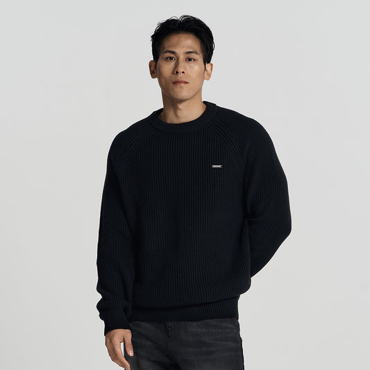 Classic Muscle Fit 針織毛呢長袖上衣 黑色