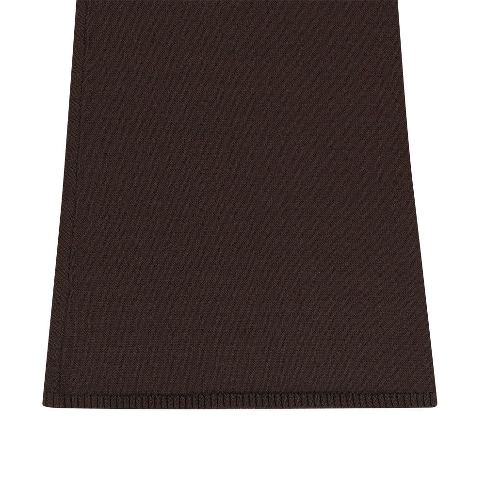 Knit Crop 高腰微喇叭休閒運動褲 棕色