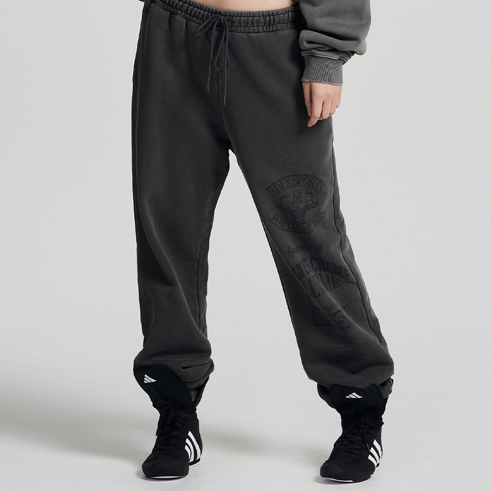 Grow Pigment 印花運動休閒棉褲 水洗灰色