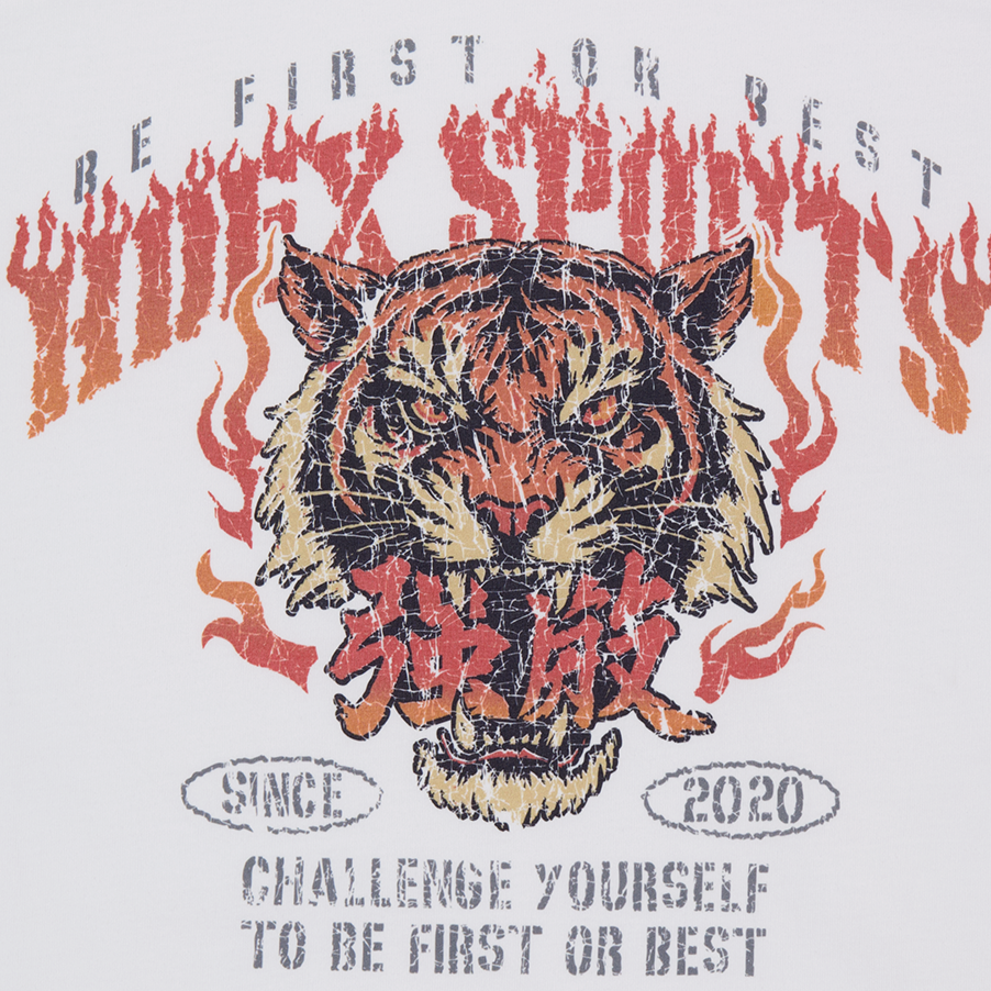 Strong Dexter Giant Fit 老虎印花運動短袖上衣 白色