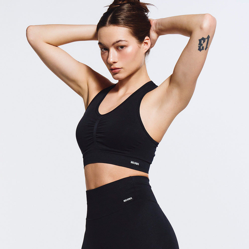 【新品預購】Jacquard Shirring 美背運動背心 黑色