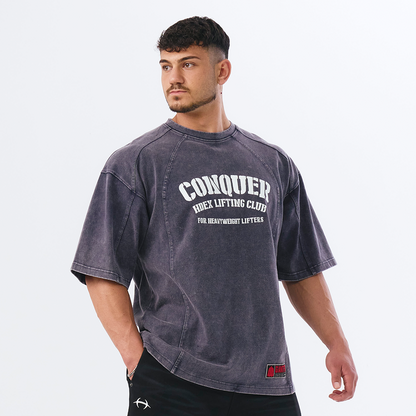 【新品預購】FADED WASHING CONQUER  棉質短袖運動上衣 水洗深藍