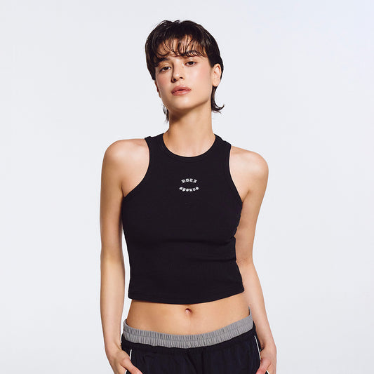 【新品預購】Essential Ribbed 修身削肩背心 黑色