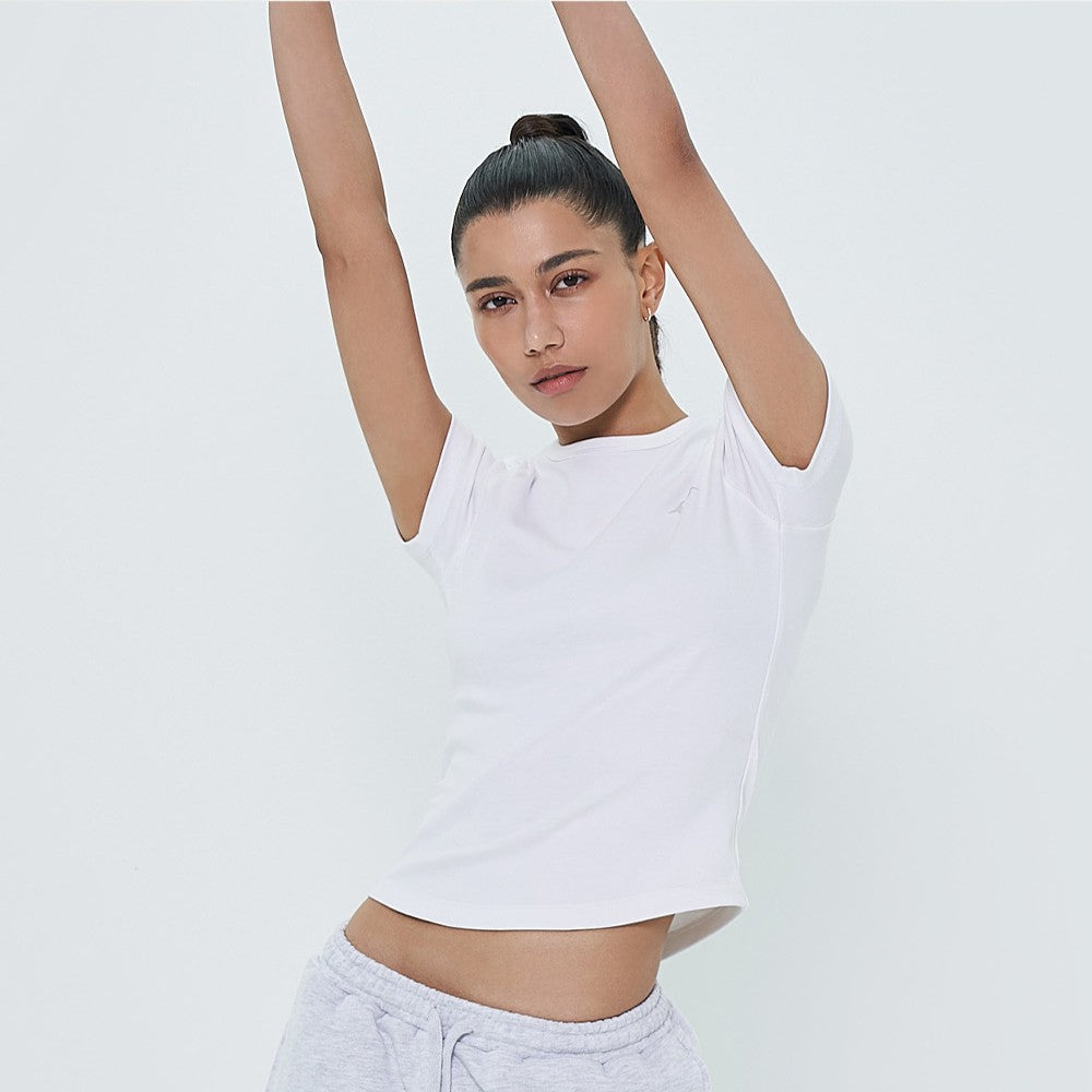 Womens Slim Fit 運動短袖上衣 白色