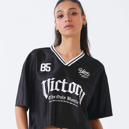 Victory Rugby V領美式短版運動短袖上衣 黑色