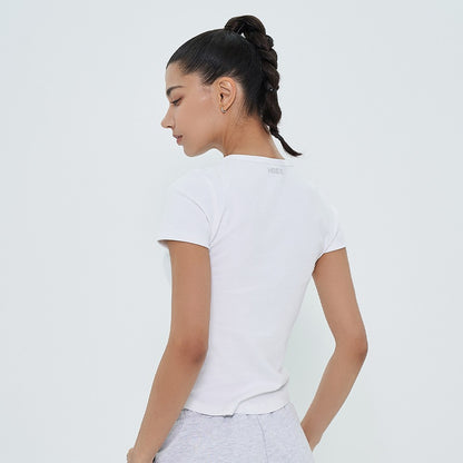 Womens Slim Fit 運動短袖上衣 白色