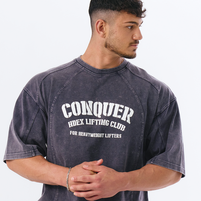 【新品預購】FADED WASHING CONQUER  棉質短袖運動上衣 水洗深藍