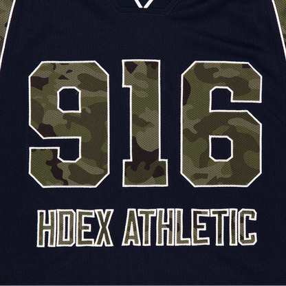 【新品早鳥優惠】Camo 916 迷彩拼接網眼短袖上衣 海軍藍