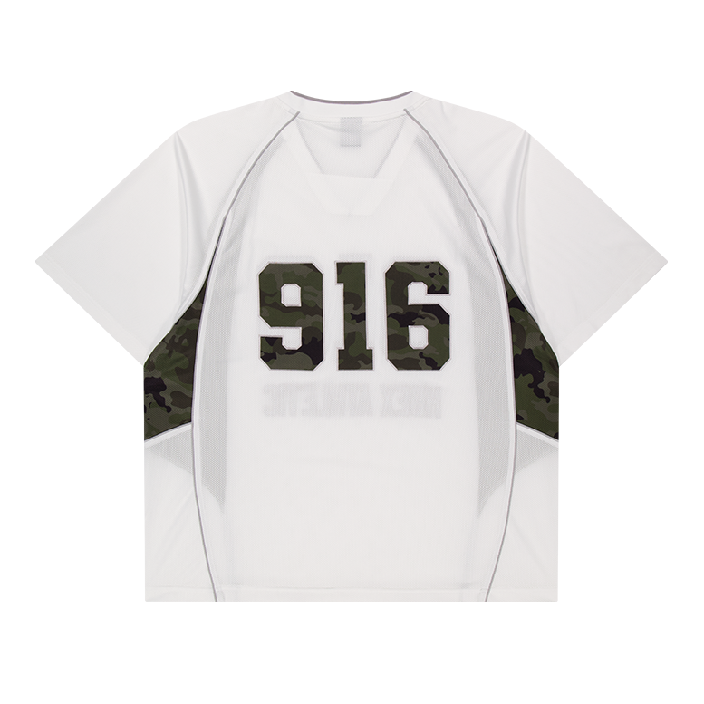 【新品早鳥優惠】Camo 916 迷彩拼接網眼短袖上衣 白色