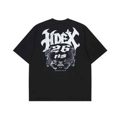 CITY 26 背部老虎印花休閒短袖上衣 黑色