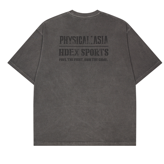 《體能之巔：亞洲大挑戰》水洗復古純棉短袖上衣 炭灰色