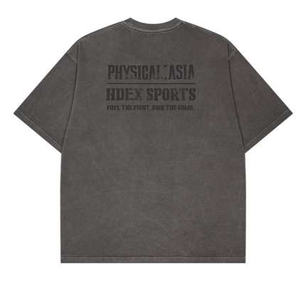 《體能之巔：亞洲大挑戰》水洗復古純棉短袖上衣 炭灰色