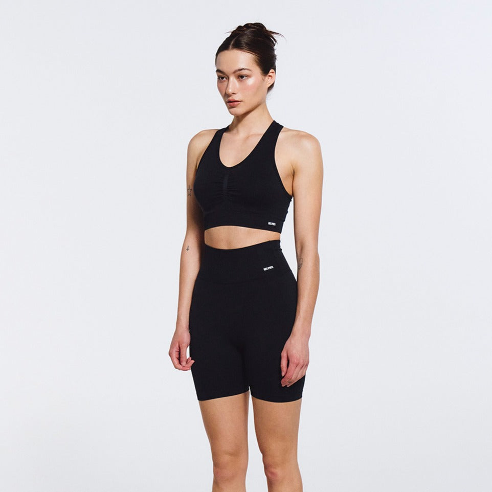 【新品預購】Jacquard Shirring 美背運動背心 黑色