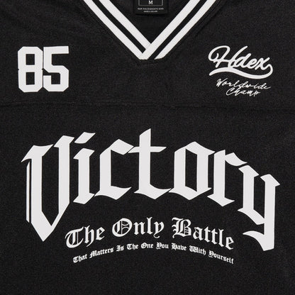 Victory Rugby V領美式短版運動短袖上衣 黑色