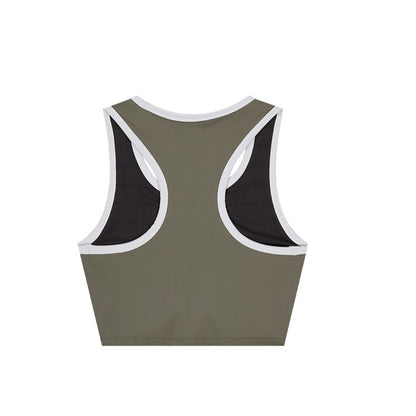 【新品預購】Daily Symbol Contrast 削肩滾邊撞色運動背心 奶茶色