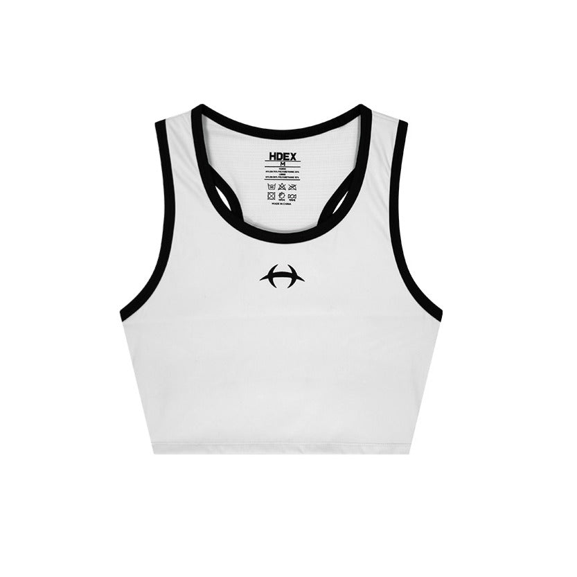 【新品預購】Daily Symbol Contrast 削肩滾邊撞色運動背心 白色