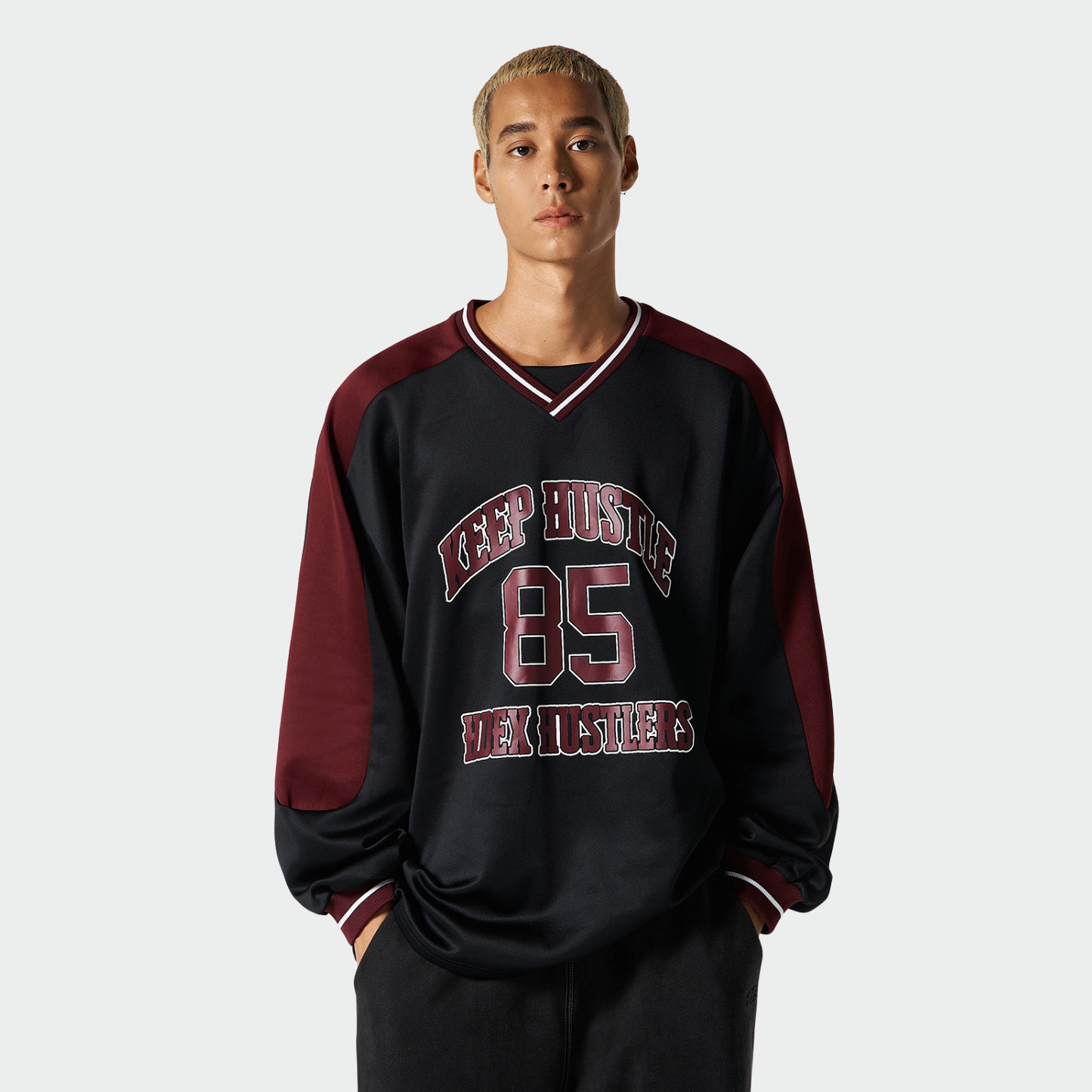 【早鳥優惠】Color Block Jersey 滾邊運動長袖上衣 黑色(男女同款)