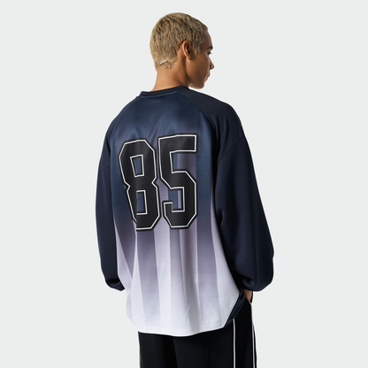 Stripe Jesrsey 漸層條紋運動長袖上衣 深藍色(男女同款)