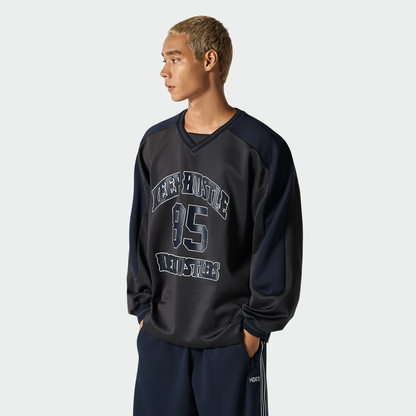 【早鳥優惠】Color Block Jersey 滾邊運動長袖上衣 炭灰色(男女同款)